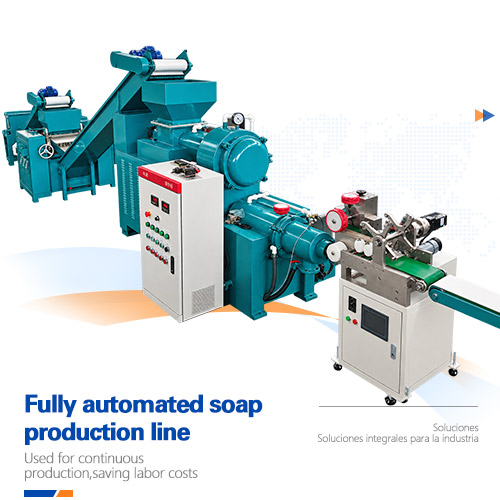 Fully automatic soap making machine front view showing continuous production line