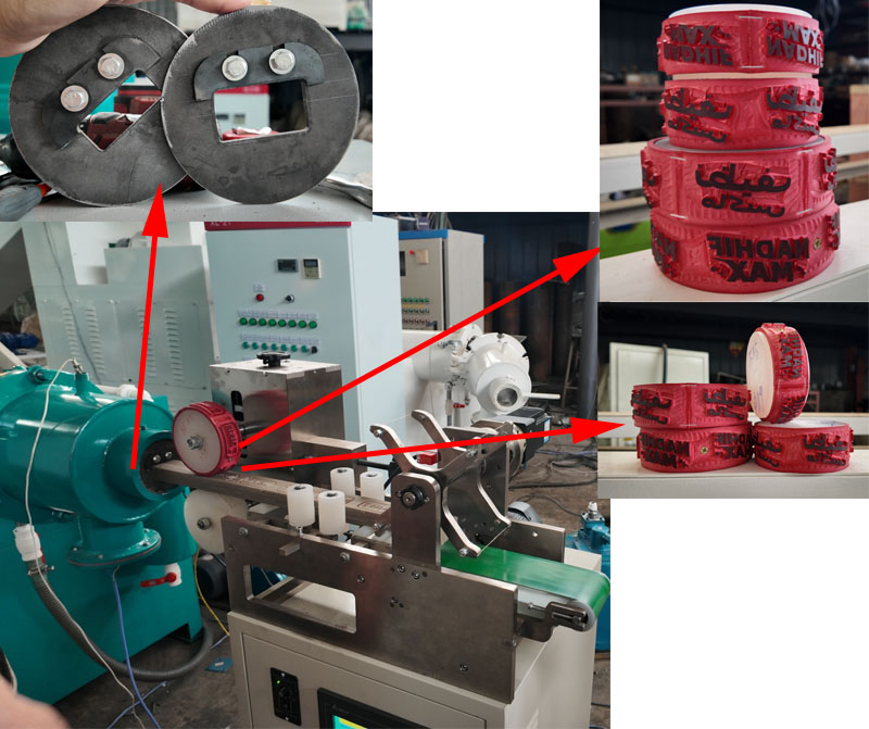Freshly cut and stamped laundry soap bars produced by automatic soap making machinery