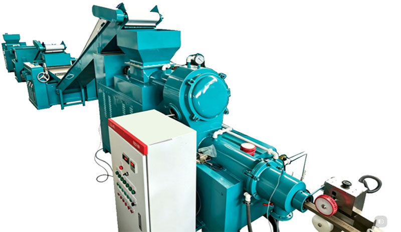 High-capacity laundry soap making machine operating in a soap manufacturing plant
