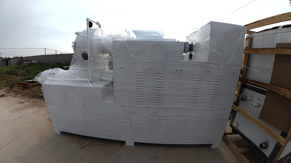 Duplex soap plodder wrapped with stretch film, ready for wooden crate packing and sea shipment
