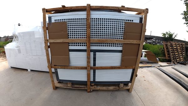 Soap production cooling system packed in wooden crate ready for sea export shipment