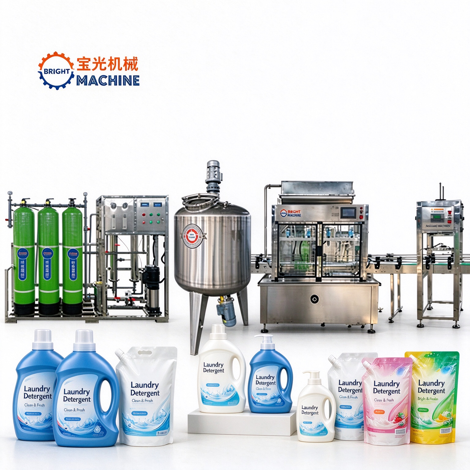 10 Tons/Day Automatic Liquid Soap Making Machine Line - Complete Soap Manufacturing Equipment with Water Treatment, Mixing Tank, Filling & Capping Machine